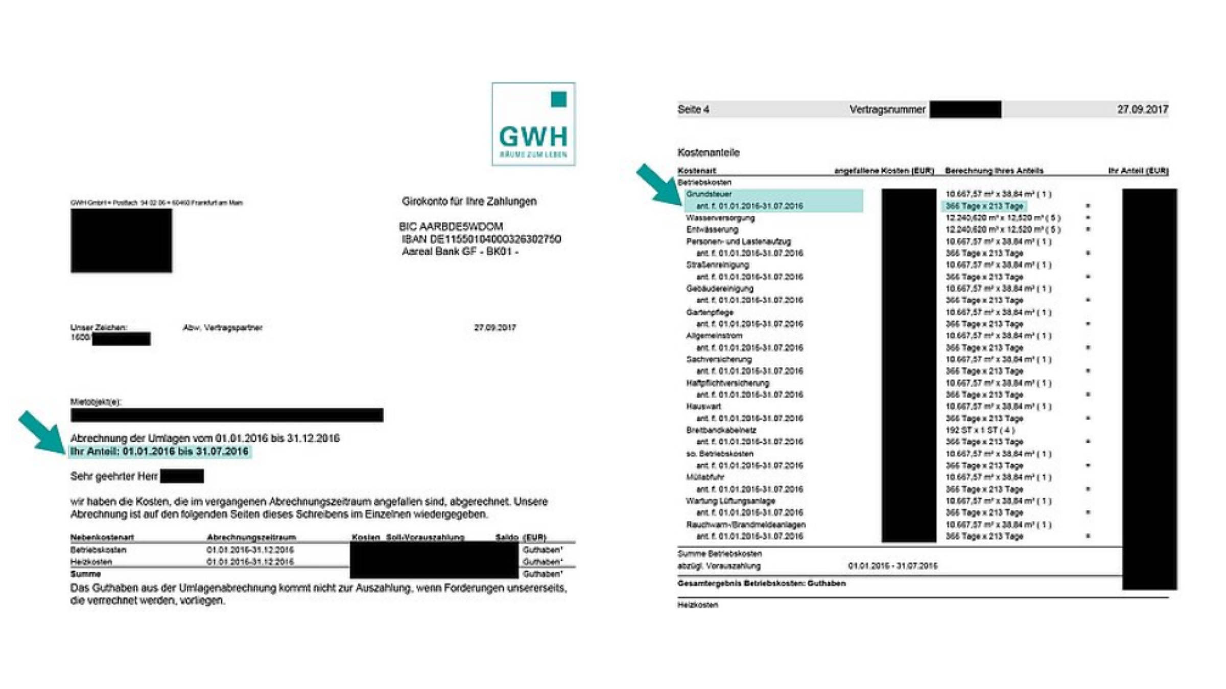 GWH FAQ Abrechnung